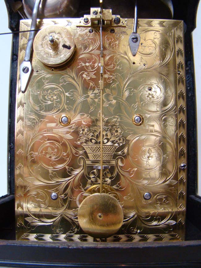 A fine George I period ebonized quarter-repeating Bracket Clock circa 1715-1720 by Simon de Charmes — image 5